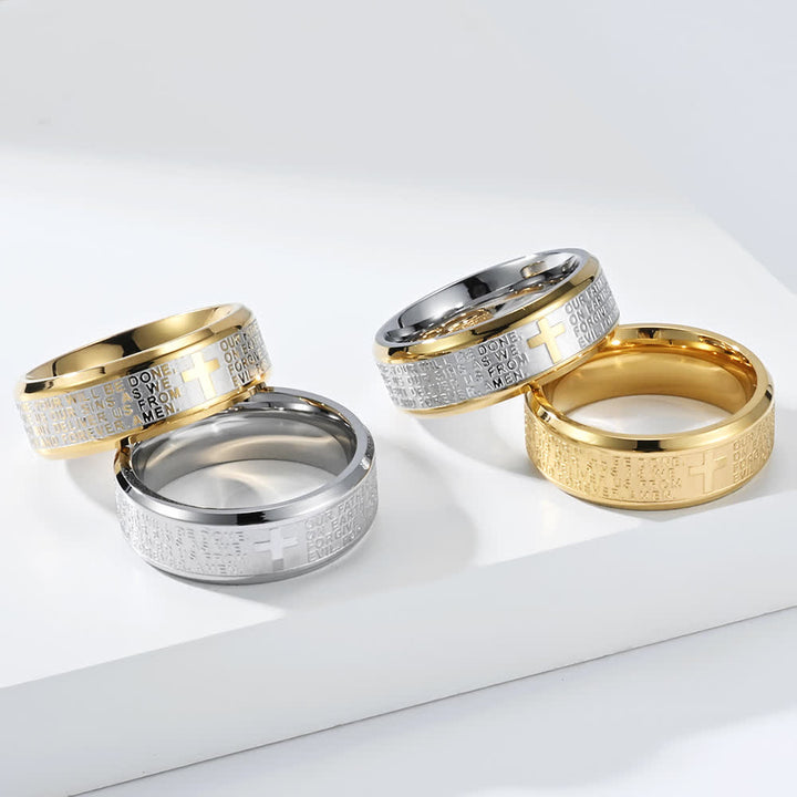FREE Today: Deep Engraved Cross Lord’s Prayer Stainless Steel Wide Band Ring: Emblem of Abiding Heavenly Faith - image 5