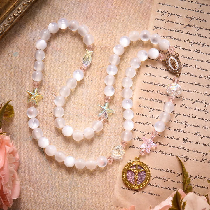 FREE Today: Summer Ocean Themed Frosted Matte Bead Rosary With Starfish & Fish Crystal Charms - image 3