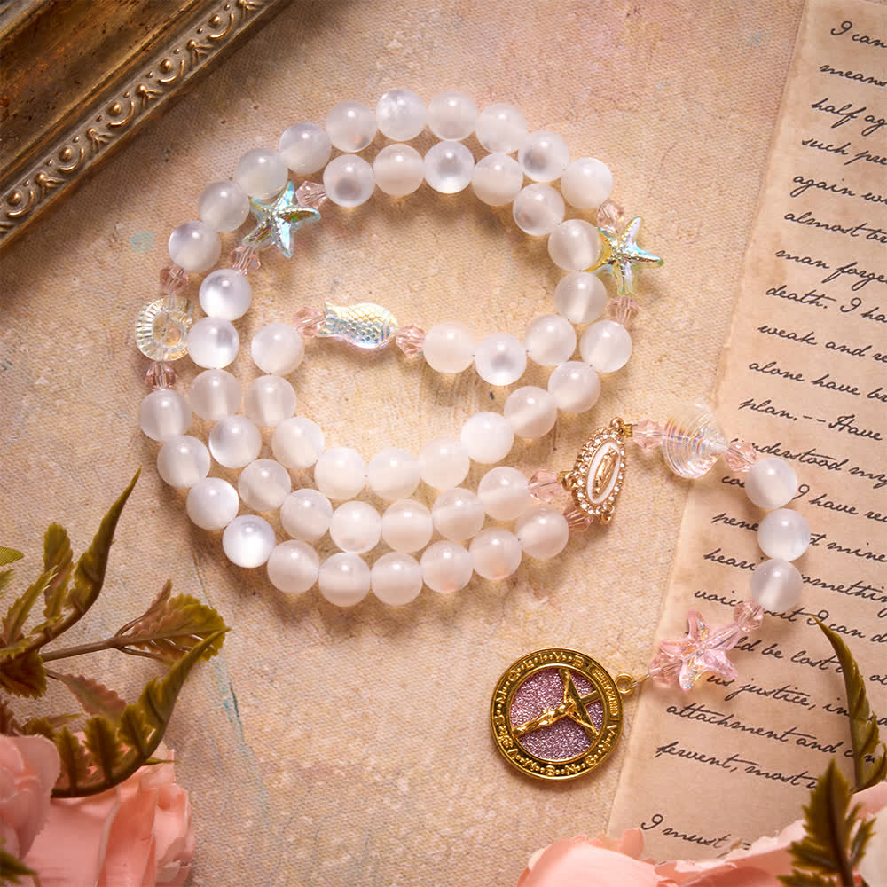 FREE Today: Summer Ocean Themed Frosted Matte Bead Rosary With Starfish & Fish Crystal Charms - image 2