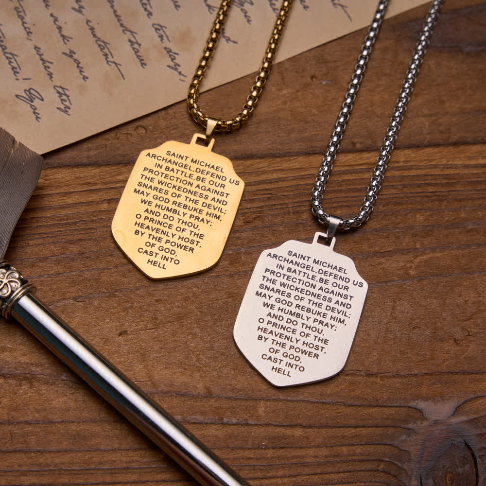 FREE Today: Double-Sided Deep Engraved Saint Michael Archangel Shield Box Chain Necklace - image 1