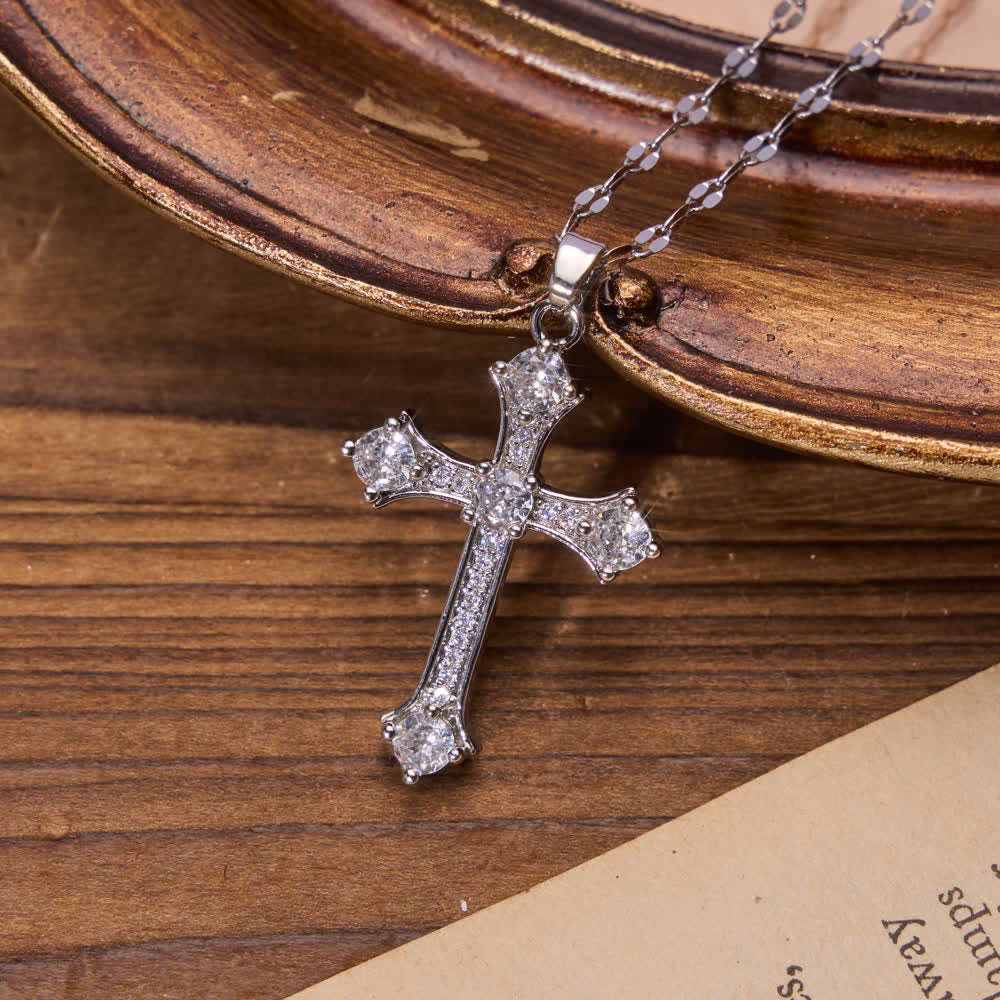 FREE Today: Vintage Ornate Full Paved Zircon Cross Flat Link Chain Necklace : Emblem of Radiant Heavenly Salvation - Silver - image 0