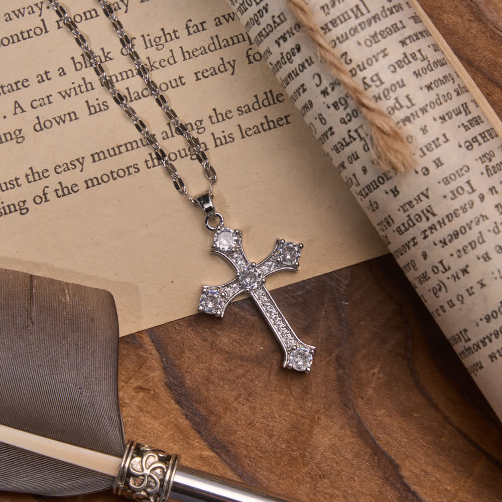 FREE Today: Vintage Ornate Full Paved Zircon Cross Flat Link Chain Necklace : Emblem of Radiant Heavenly Salvation - image 2