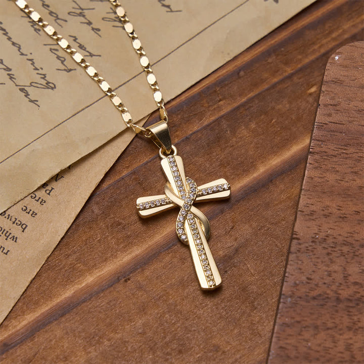 FREE Today: Intertwined Infinity Knot Paved Zircon Cross Box Chain Necklace: Emblem of Everlasting Heavenly Covenant - image 4
