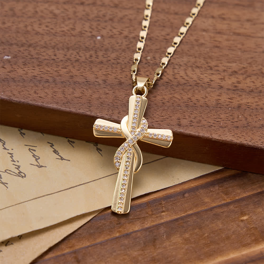 FREE Today: Intertwined Infinity Knot Paved Zircon Cross Box Chain Necklace: Emblem of Everlasting Heavenly Covenant - image 2