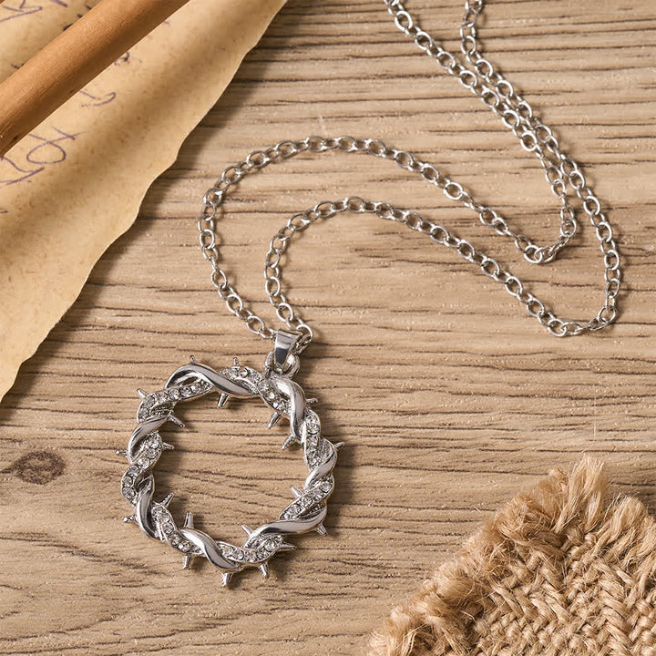 FREE Today: Paved Zircon Open Circle Crown of Thorns Pendant Necklace: Emblem of Sacred Redeeming Grace - image 2