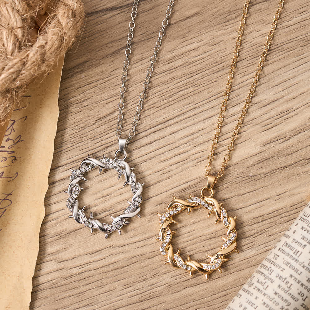 FREE Today: Paved Zircon Open Circle Crown of Thorns Pendant Necklace: Emblem of Sacred Redeeming Grace - image 1