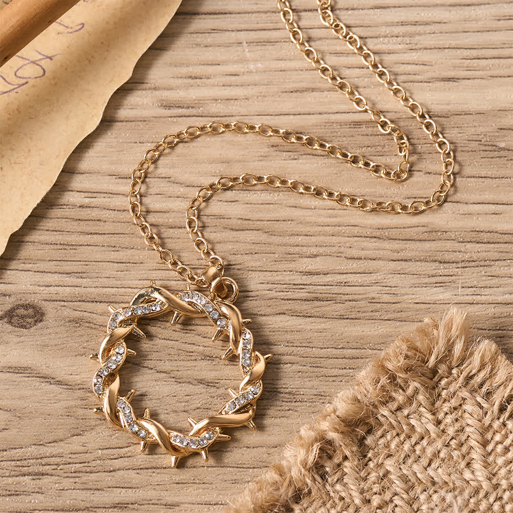 FREE Today: Paved Zircon Open Circle Crown of Thorns Pendant Necklace: Emblem of Sacred Redeeming Grace - image 4
