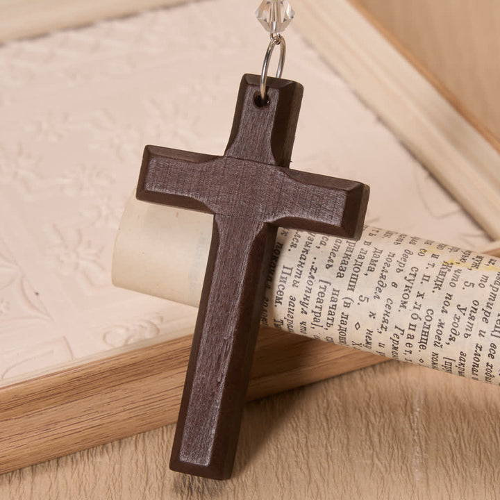 Christianartworkshop Cowboy Hat Angel Wing Wooden Cross Car Pendant: Timeless Token of Faithful Heavenly Safeguard - image 4