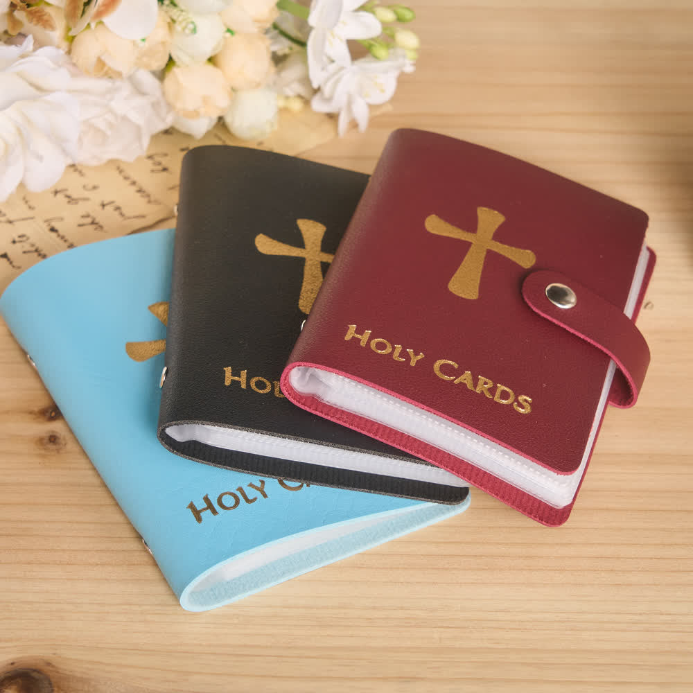 Christianartworkshop Multicolor Cross Leather Holy Cards Album with Packs of 54 Saint Portrait Cards - image 4