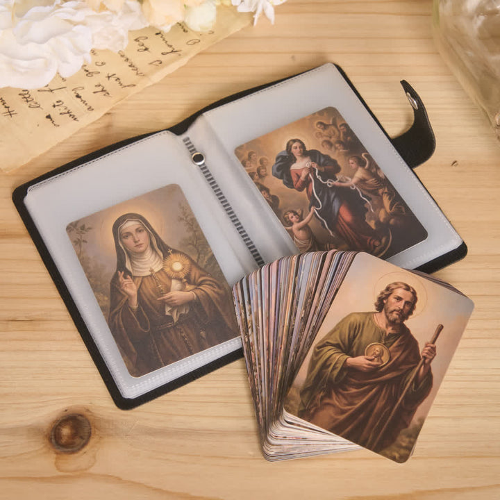 FREE Today: Multicolor Cross Leather Holy Cards Album with Packs of 54 Saint Portrait Cards - image 6
