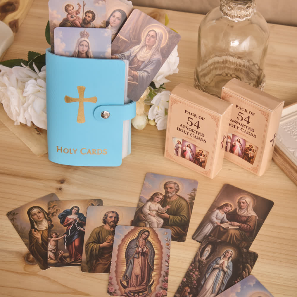 FREE Today: Multicolor Cross Leather Holy Cards Album with Packs of 54 Saint Portrait Cards - image 5