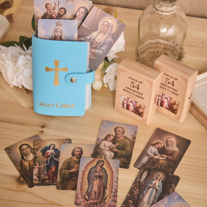 FREE Today: Multicolor Cross Leather Holy Cards Album with Packs of 54 Saint Portrait Cards - image 5