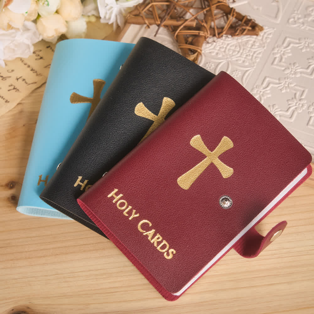 Christianartworkshop Multicolor Cross Leather Holy Cards Album with Packs of 54 Saint Portrait Cards - image 3