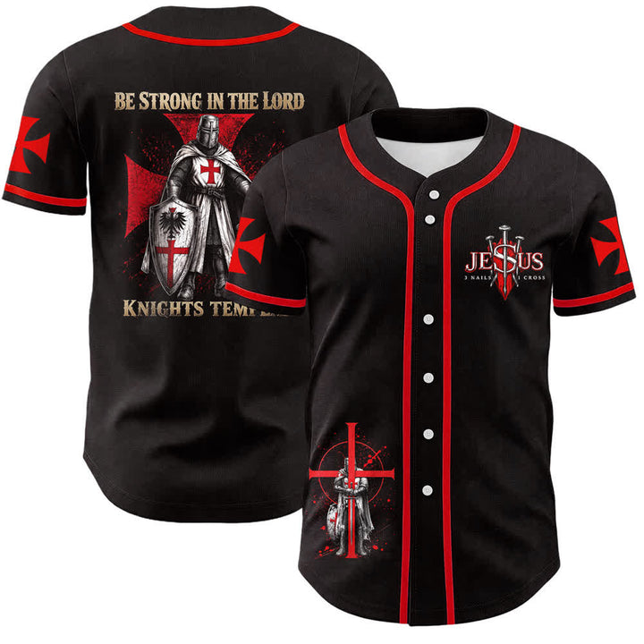 Christianartworkshop Be Strong In The Lord Templar Knight Jesus Nail Cross Unisex Baseball Jersey - Be Strong In The Lord - 5XL - image 0