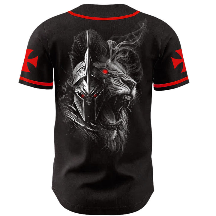 Christianartworkshop Jesus Spartan Warrior Lion 3 Nails 1 Cross Unisex Baseball Jersey - image 1