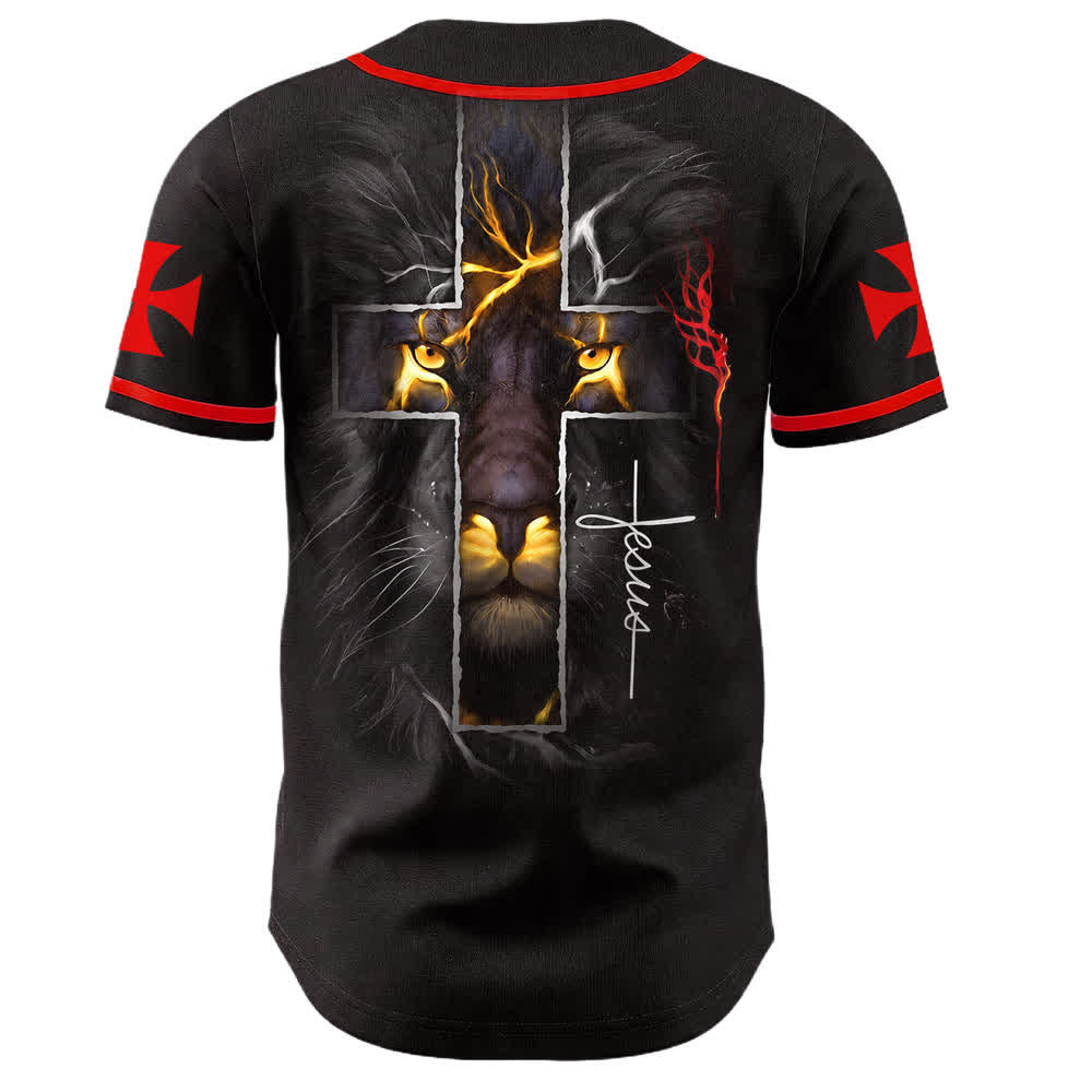 Christianartworkshop Jesus Lion Of Judah 3 Nails 1 Cross Unisex Baseball Jersey - image 1