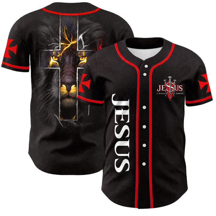 Christianartworkshop Jesus Lion Of Judah 3 Nails 1 Cross Unisex Baseball Jersey - Jesus Lion Of Judah - 5XL - image 0