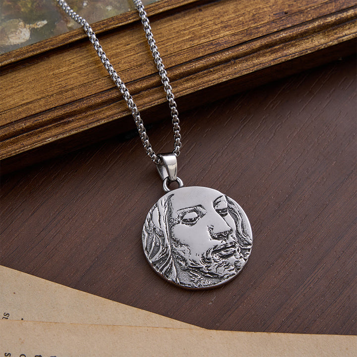 FREE Today: Vintage Embossed Jesus Portrait Coin Necklace: Emblem of Abiding Heavenly Blessing - image 4