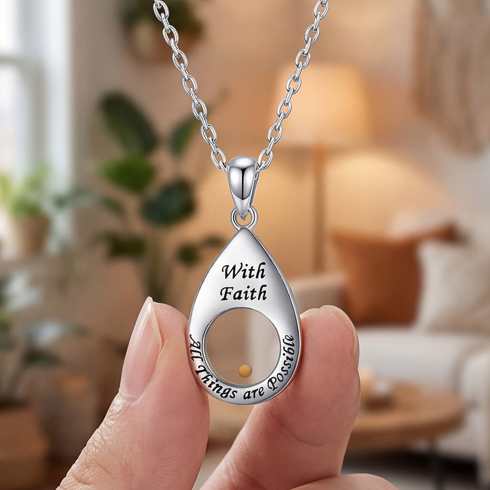 Christianartworkshop Teardrop Mustard Seed Faith Pendant Necklace: Emblem of Mighty Gentle Hope - image 1
