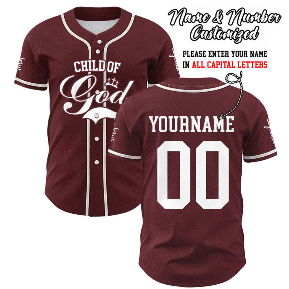 Christianartworkshop Child Of God Personalized Name Number Unisex Custom Baseball Jersey - Wine - 5XL - Name & Number Customized - image 23