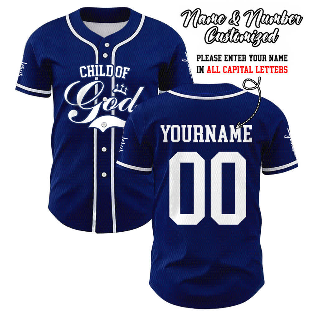 Christianartworkshop Child Of God Personalized Name Number Unisex Custom Baseball Jersey - Navy Blue - 5XL - Name & Number Customized - image 39