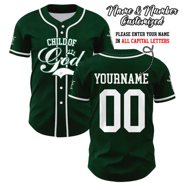 Christianartworkshop Child Of God Personalized Name Number Unisex Custom Baseball Jersey - Green - 5XL - Name & Number Customized - image 47