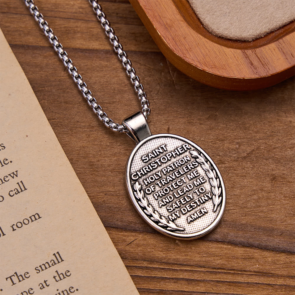 Christianartworkshop Double-Sided Embossed Saint Christopher Oval Medallion Necklace: Emblem of Safe Celestial Travel - image 4