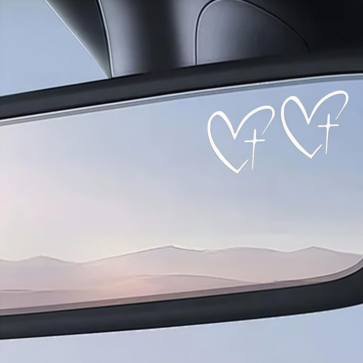 Christianartworkshop Minimalist Heart Cross Pair Car Sticker (Set of 2) - image 4