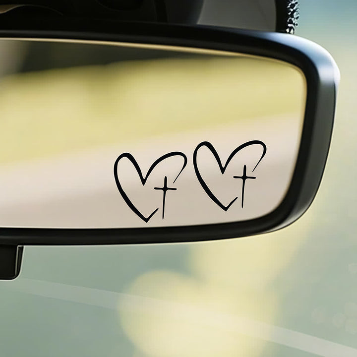 Christianartworkshop Minimalist Heart Cross Pair Car Sticker - Black - Set of 10 (20pcs) - image 10