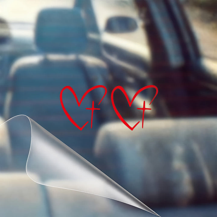 Christianartworkshop Minimalist Heart Cross Pair Car Sticker (Set of 2) - image 8