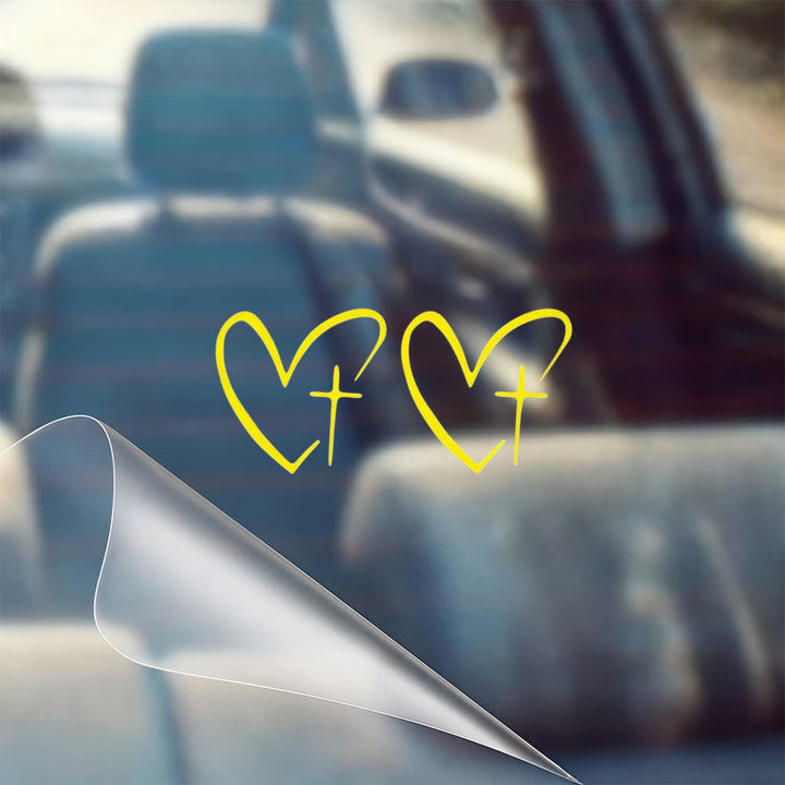 Christianartworkshop Minimalist Heart Cross Pair Car Sticker - Yellow - Set of 10 (20pcs) - image 9
