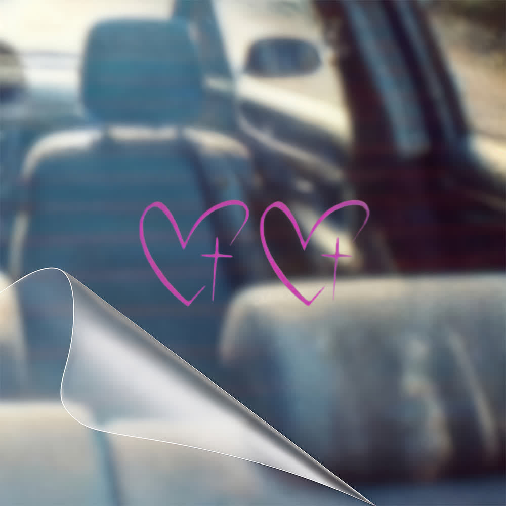 Christianartworkshop Minimalist Heart Cross Pair Car Sticker - Purple - Set of 10 (20pcs) - image 8