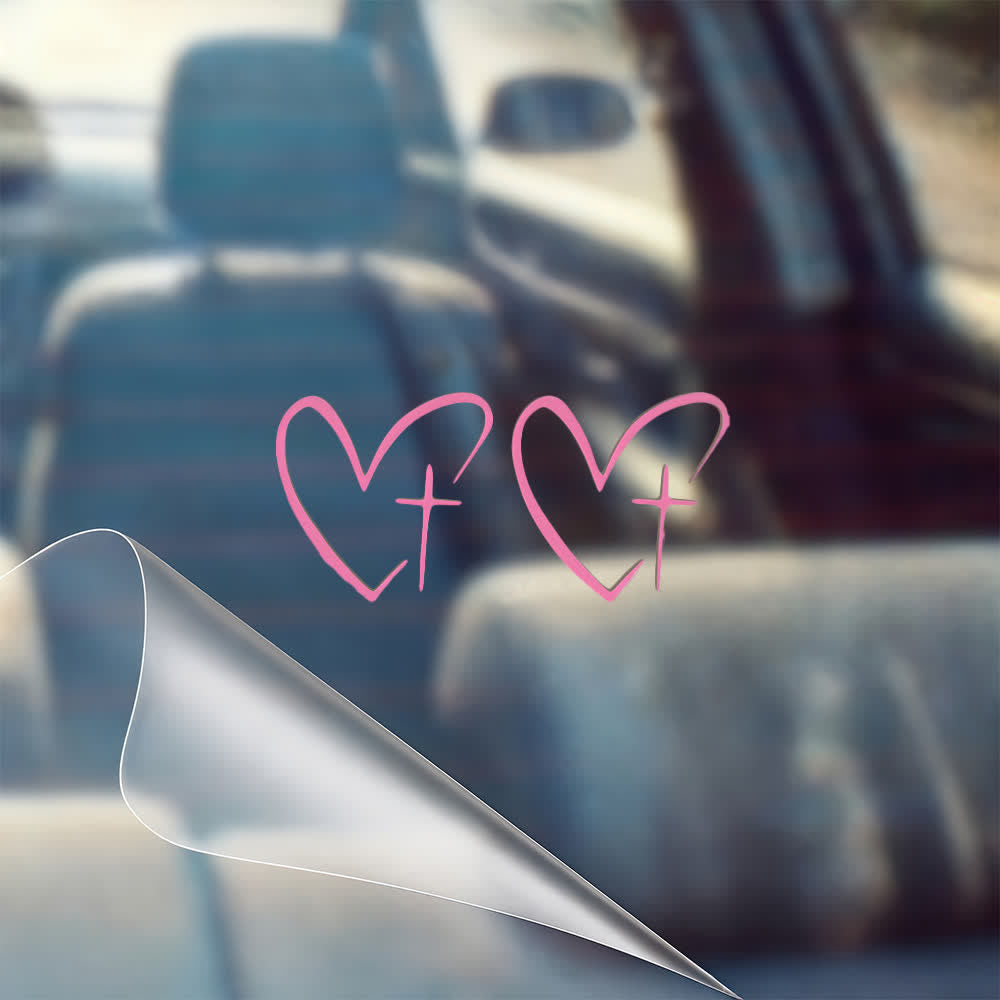 Christianartworkshop Minimalist Heart Cross Pair Car Sticker (Set of 2) - image 11