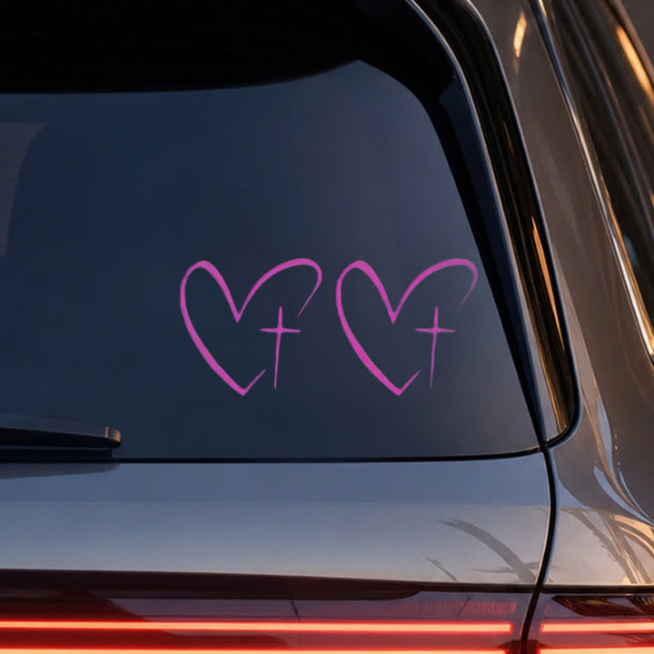 Christianartworkshop Minimalist Heart Cross Pair Car Sticker (Set of 2) - Purple - Set of 10 - image 12