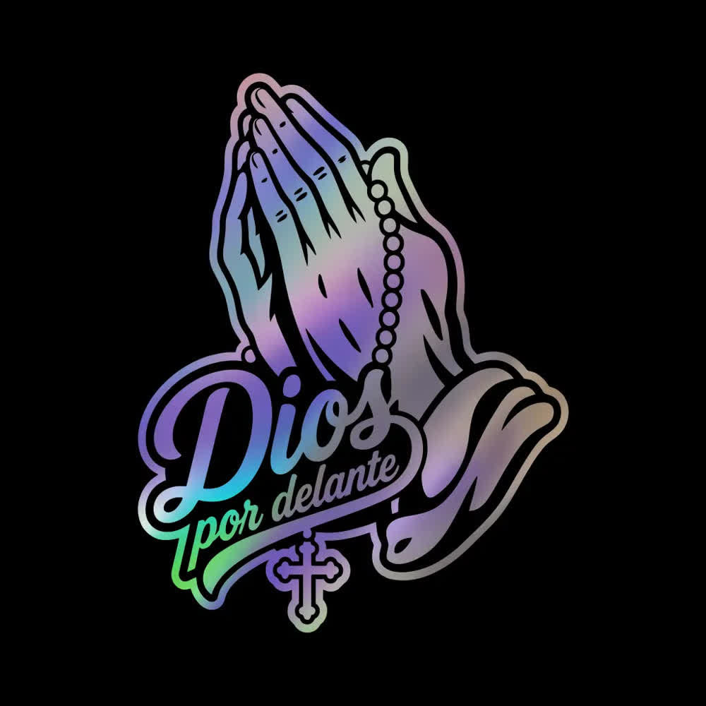 Christianartworkshop Praying Hands with Rosary Dios Por Delante Car Sticker - image 4