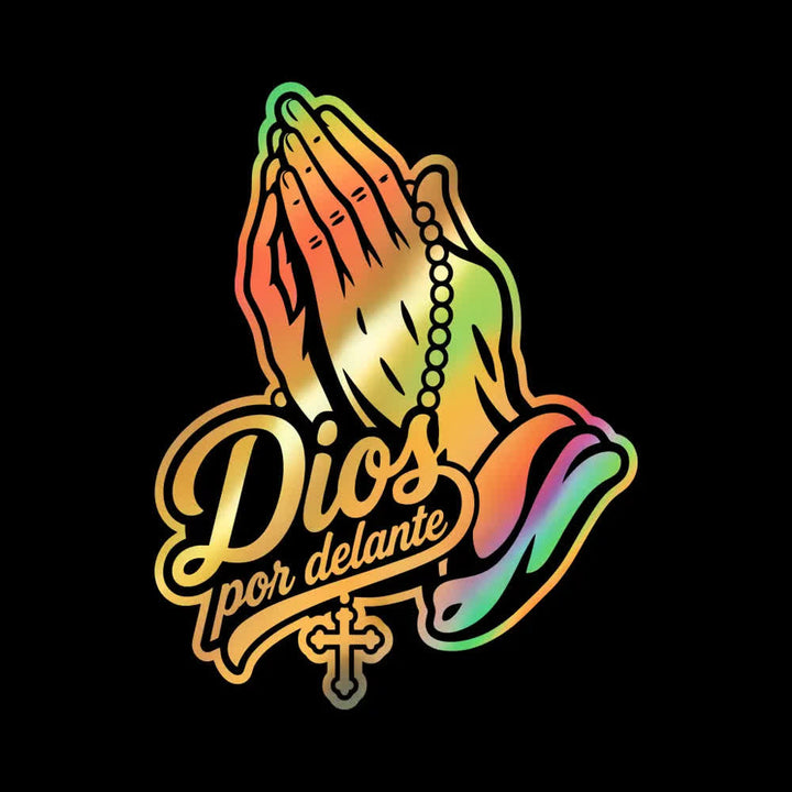 Christianartworkshop Praying Hands with Rosary Dios Por Delante Car Sticker - Golden - Set of 20 - image 2