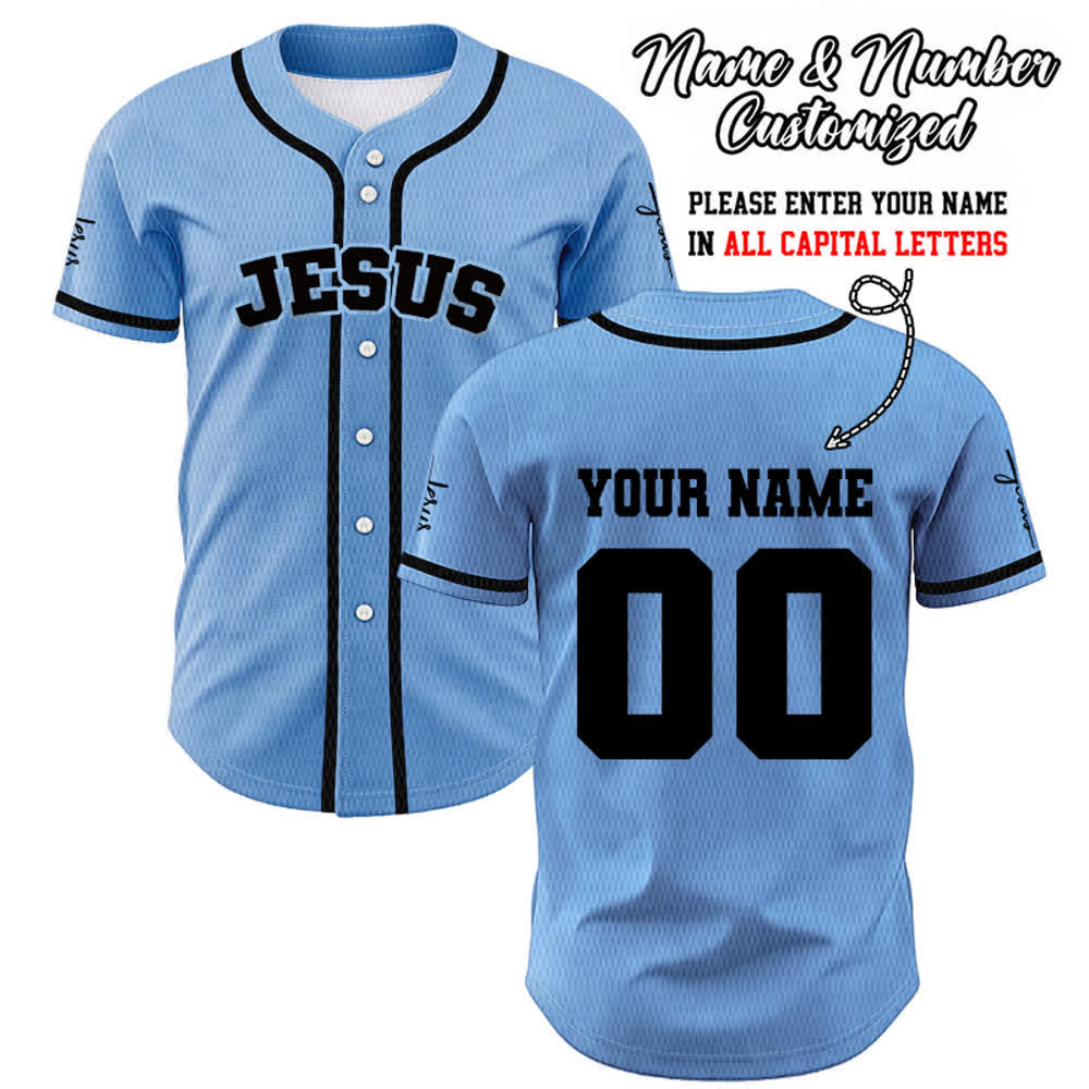 Christianartworkshop Classic Jesus Personalized Sportswear Unisex Custom Baseball Jersey - Blue - 5XL - Name & Number Customized - image 32