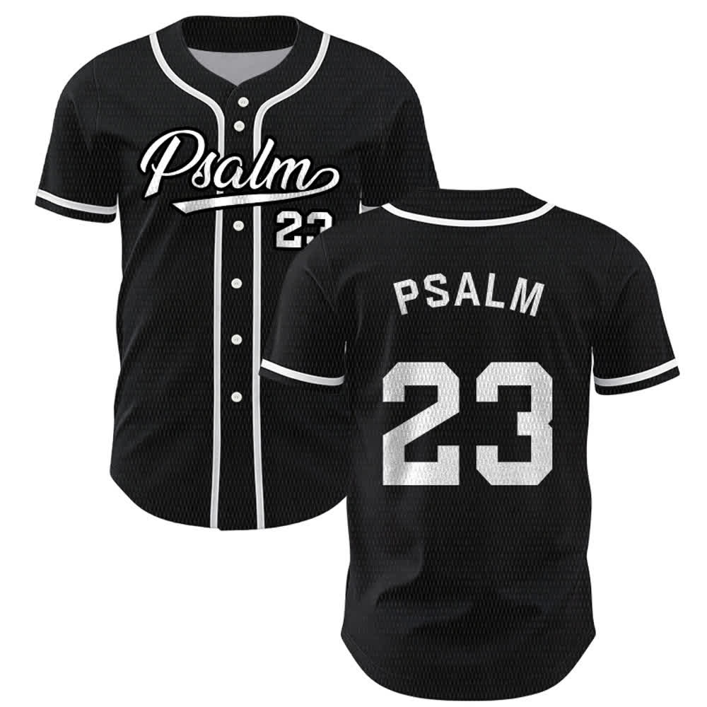 Christianartworkshop Retro Sport Style Psalm 23 Unisex Baseball Jersey - Black - 5XL - image 14