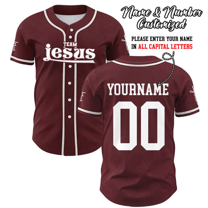 Christianartworkshop Bold Team Jesus Custom Name Number Unisex Custom Baseball Jersey - Wine - 5XL - Name & Number Customized - image 29