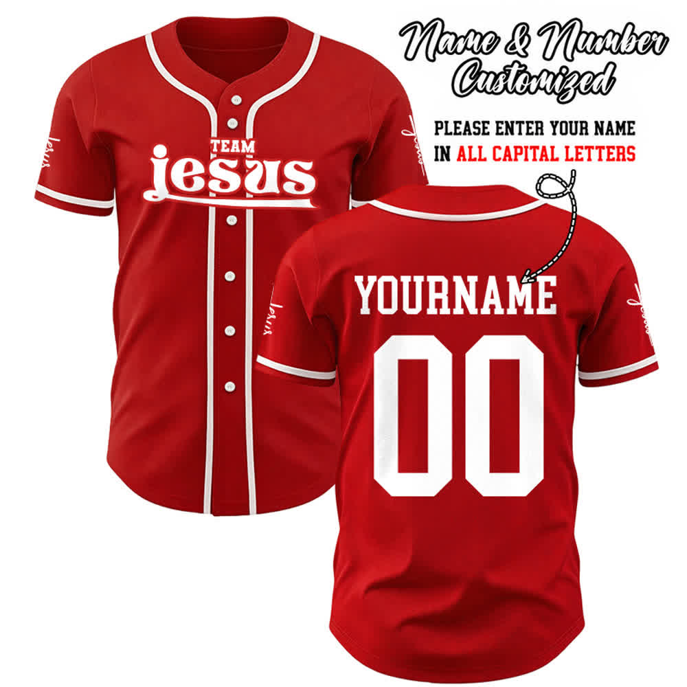 Christianartworkshop Bold Team Jesus Custom Name Number Unisex Custom Baseball Jersey - Red - 5XL - Name & Number Customized - image 22