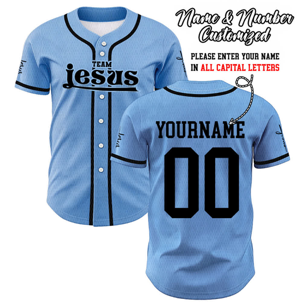 Christianartworkshop Bold Team Jesus Custom Name Number Unisex Custom Baseball Jersey - Blue - 5XL - Name & Number Customized - image 36