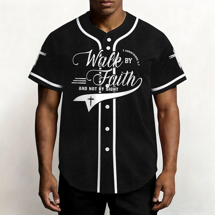 Christianartworkshop 2 Corinthians 5:7 “Walk By Faith And Not By Sight” Cross Statement Baseball Jersey - image 18
