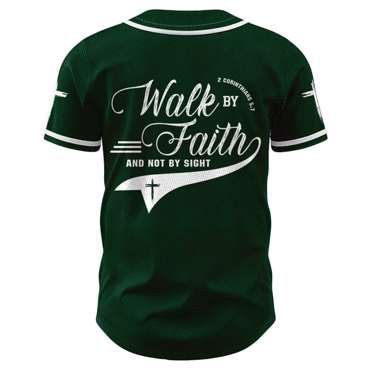 Christianartworkshop 2 Corinthians 5:7 “Walk By Faith And Not By Sight” Cross Statement Baseball Jersey - image 51