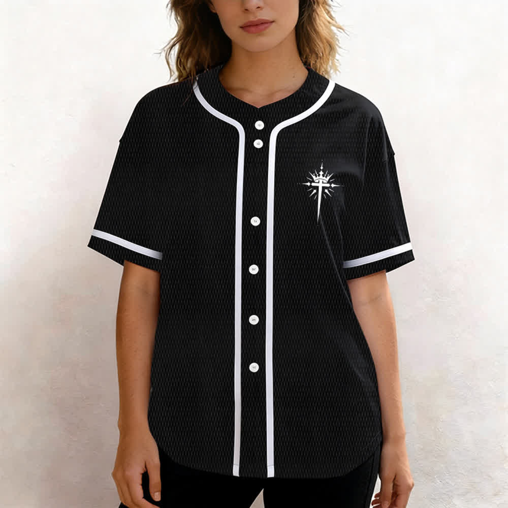 Christianartworkshop Jesus Is King Angel Wings Cross Faith Statement Custom Baseball Jersey - image 4