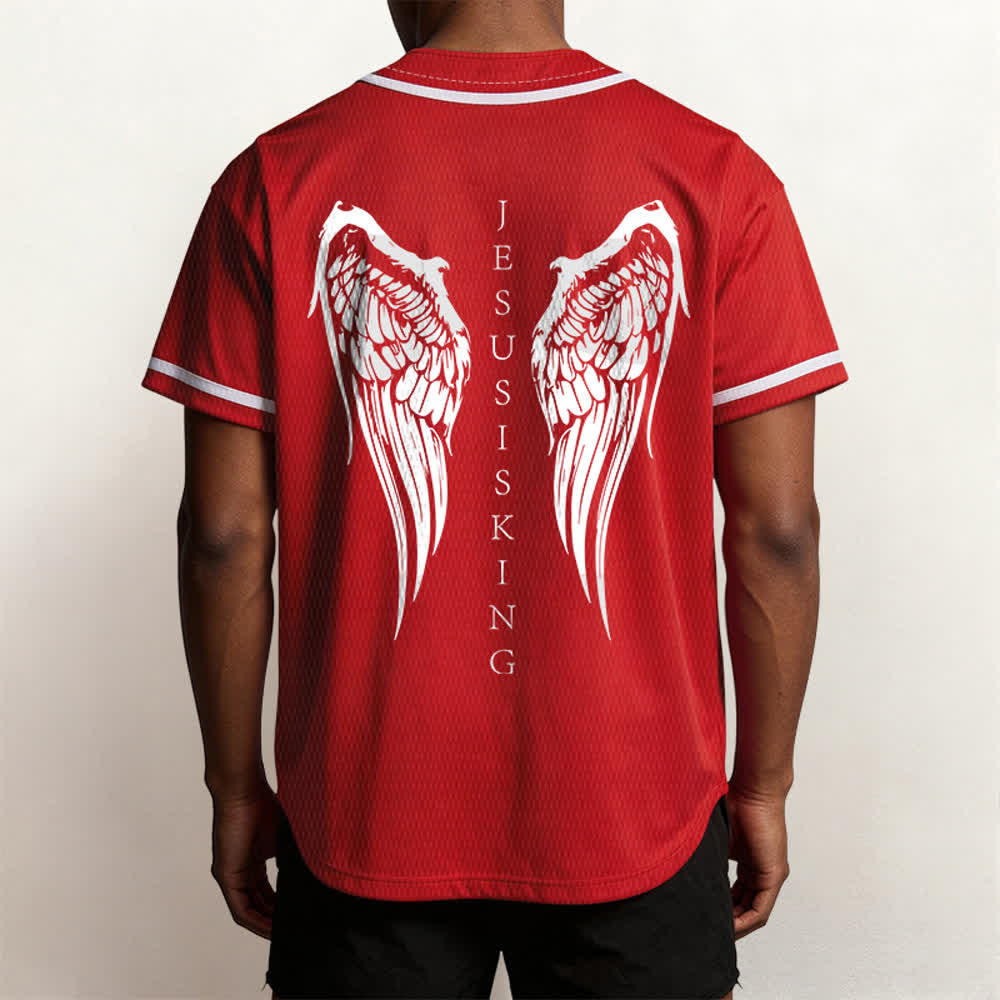 Christianartworkshop Jesus Is King Angel Wings Cross Faith Statement Custom Baseball Jersey - image 33