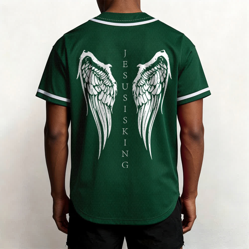 Christianartworkshop Jesus Is King Angel Wings Cross Faith Statement Custom Baseball Jersey - image 54