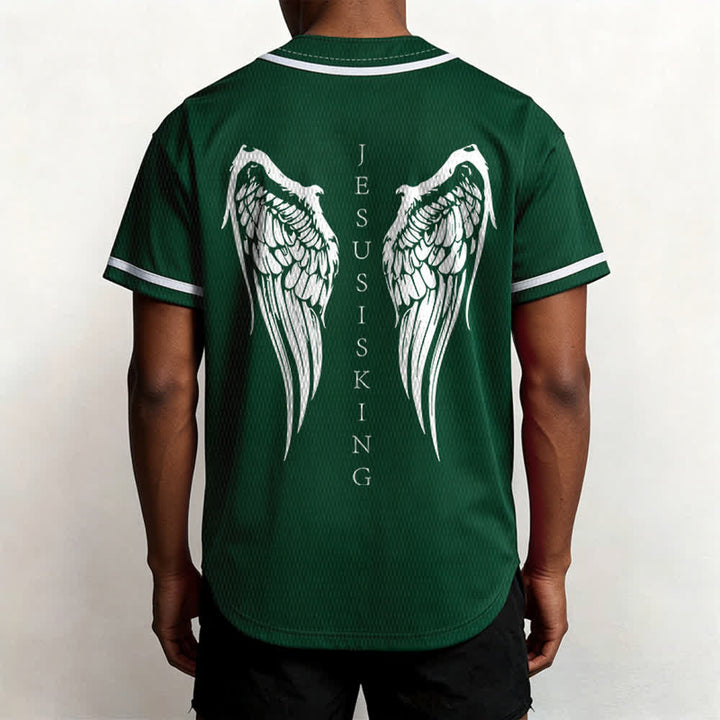 Christianartworkshop Jesus Is King Angel Wings Cross Faith Statement Custom Baseball Jersey - image 54