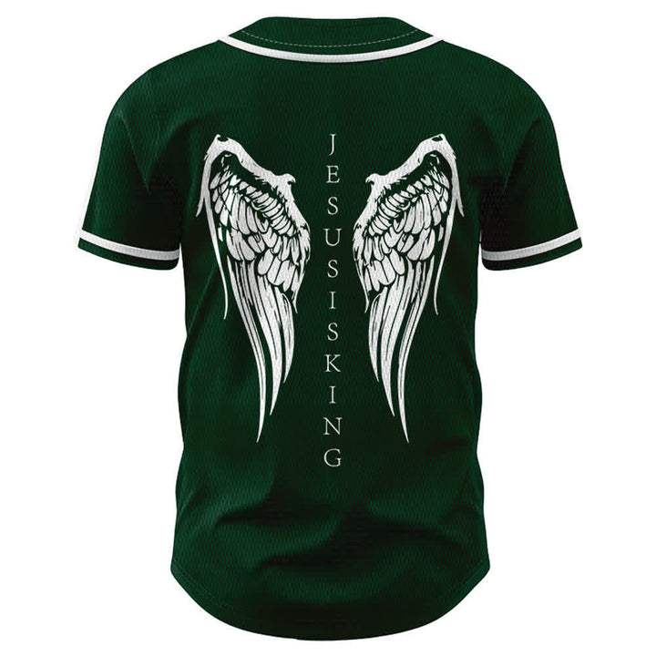 Christianartworkshop Jesus Is King Angel Wings Cross Faith Statement Custom Baseball Jersey - image 50