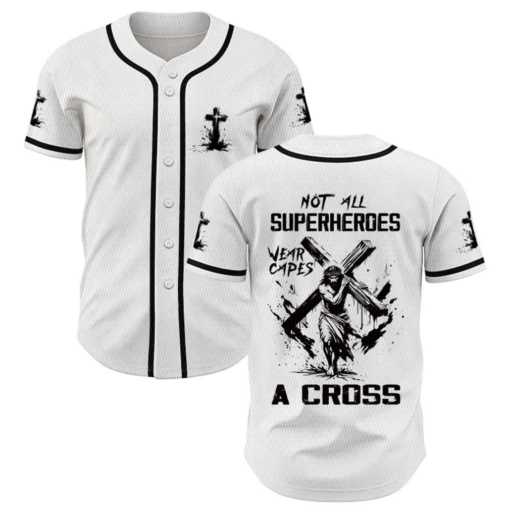 Christianartworkshop Not All Superheroes Wear Capes A Cross Unisex Baseball Jersey - White - 5XL - image 0