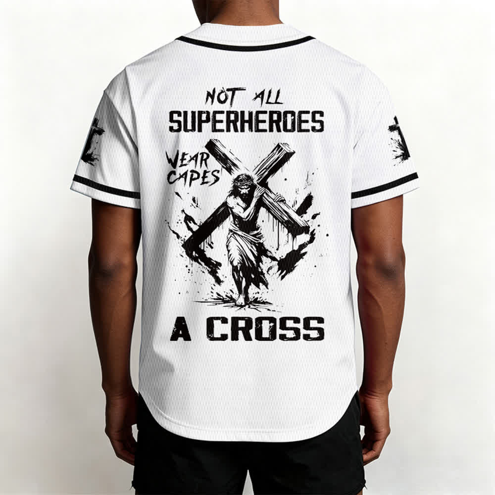Christianartworkshop Not All Superheroes Wear Capes A Cross Unisex Baseball Jersey - image 3